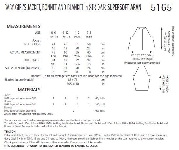 Sirdar 5165 Baby Girl´s Jacket, Bonnet and Blanket in Supersoft Aran (PDF) Knit in a Box