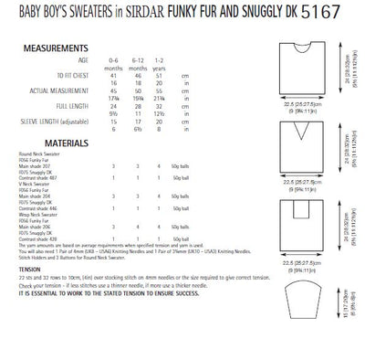 Sirdar 5167 Baby Boy´s Sweaters in Funky Fur and Snuggly DK (PDF) Knit in a Box