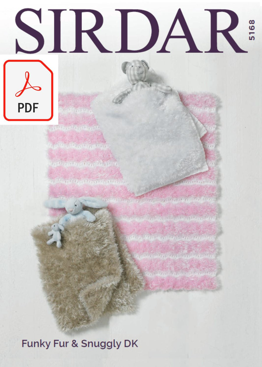Sirdar 5168 Blankets in Funky Fur and Snuggly DK (PDF) Knit in a Box 