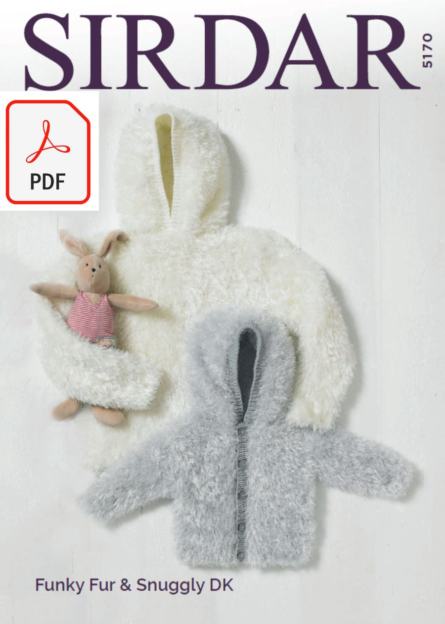Sirdar 5170 Sweater with Hood and Jacket with Hood in Funky Fur and Snuggly DK (PDF) Knit in a Box 