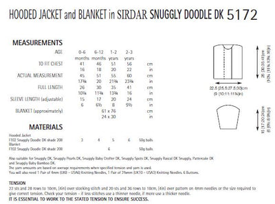 Sirdar 5172 Hooded Jacket and Blanket in Snuggly Doodle DK (PDF) Knit in a Box