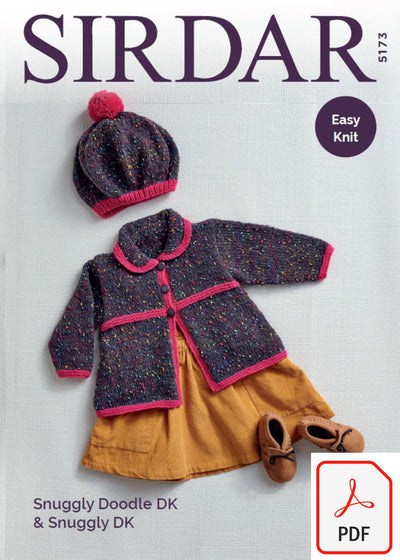 Sirdar 5173 Coat and Beret in Snuggly Doodle DK and Snuggly DK (PDF) Knit in a Box