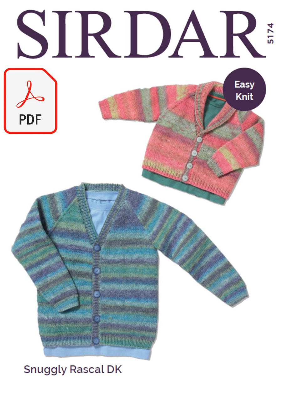 Sirdar 5174 Baby Boy´s ans Boy´s Cardigans in Snuggly Rascal DK (PDF) Knit in a Box 