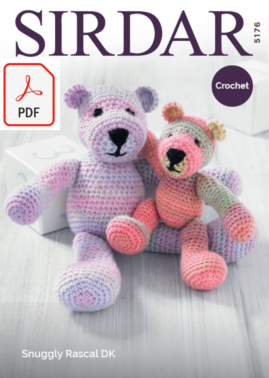 Sirdar 5176 Crochet Mummy and Baby Bear in Snuggly Rascal DK (PDF) Knit in a Box 