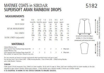 Sirdar 5182 Matinee Coats in Supersoft Aran Rainbow Drops (PDF) Knit in a Box