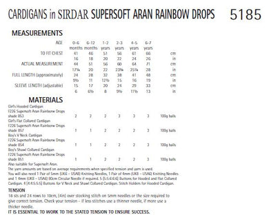 Sirdar 5185 Cardigans in Supersoft Aran Rainbow Drops (PDF) Knit in a Box
