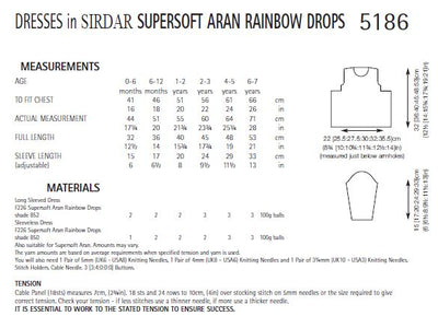 Sirdar 5186 Dresses in Supersoft Aran Rainbow Drops (PDF) Knit in a Box