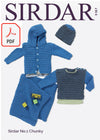 Sirdar 5187 Hooded Jacket, Round Neck Sweater, Hat and Blanket in Sirdar No.1 Chunky (PDF) Knit in a Box 