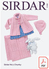 Sirdar 5188 Baby Girl´s Matinee Coat, Bonnet and Blanket in No.1 Chunky (PDF) Knit in a Box