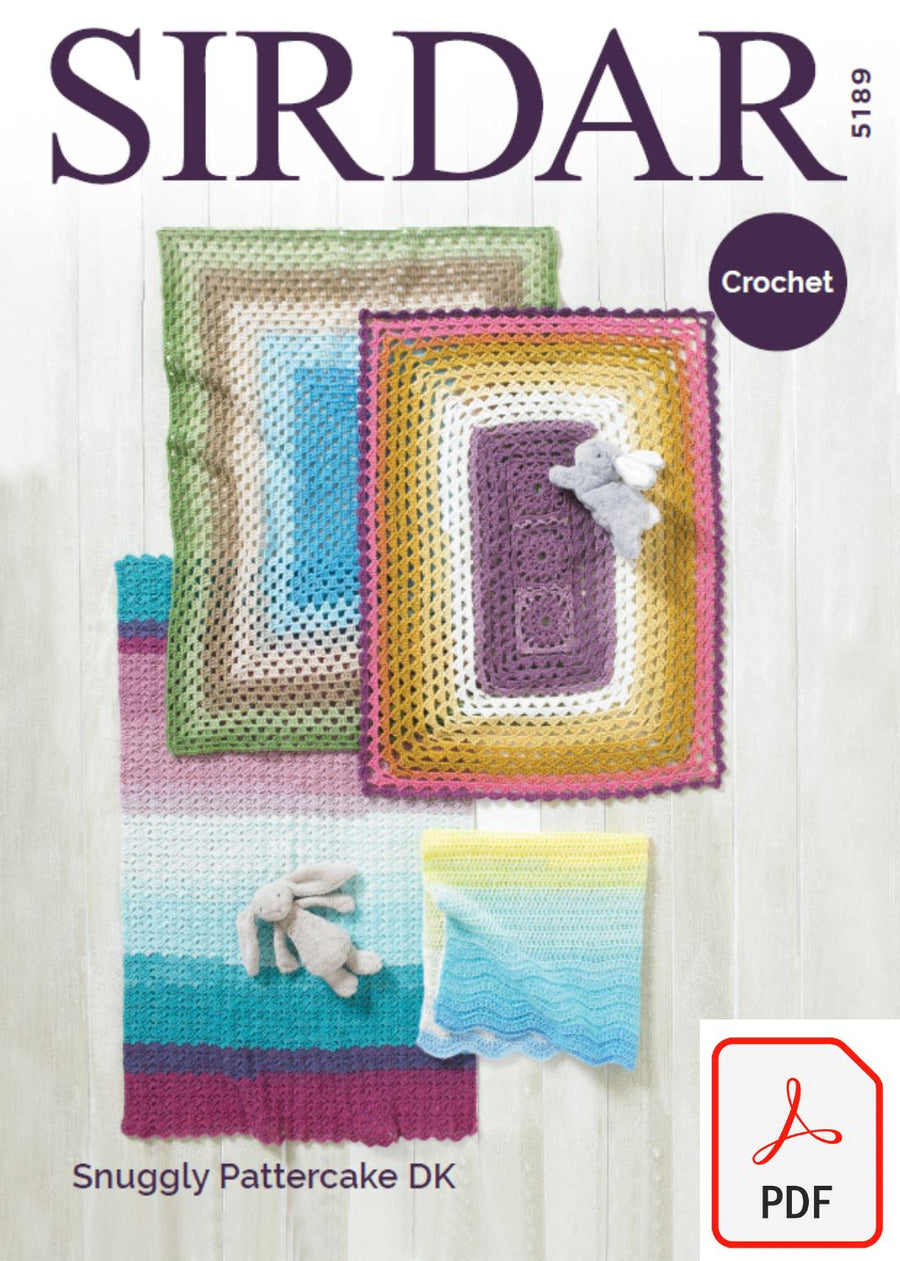 Sirdar 5189 Blankets in Snuggly Pattercake DK (PDF) Knit in a Box 