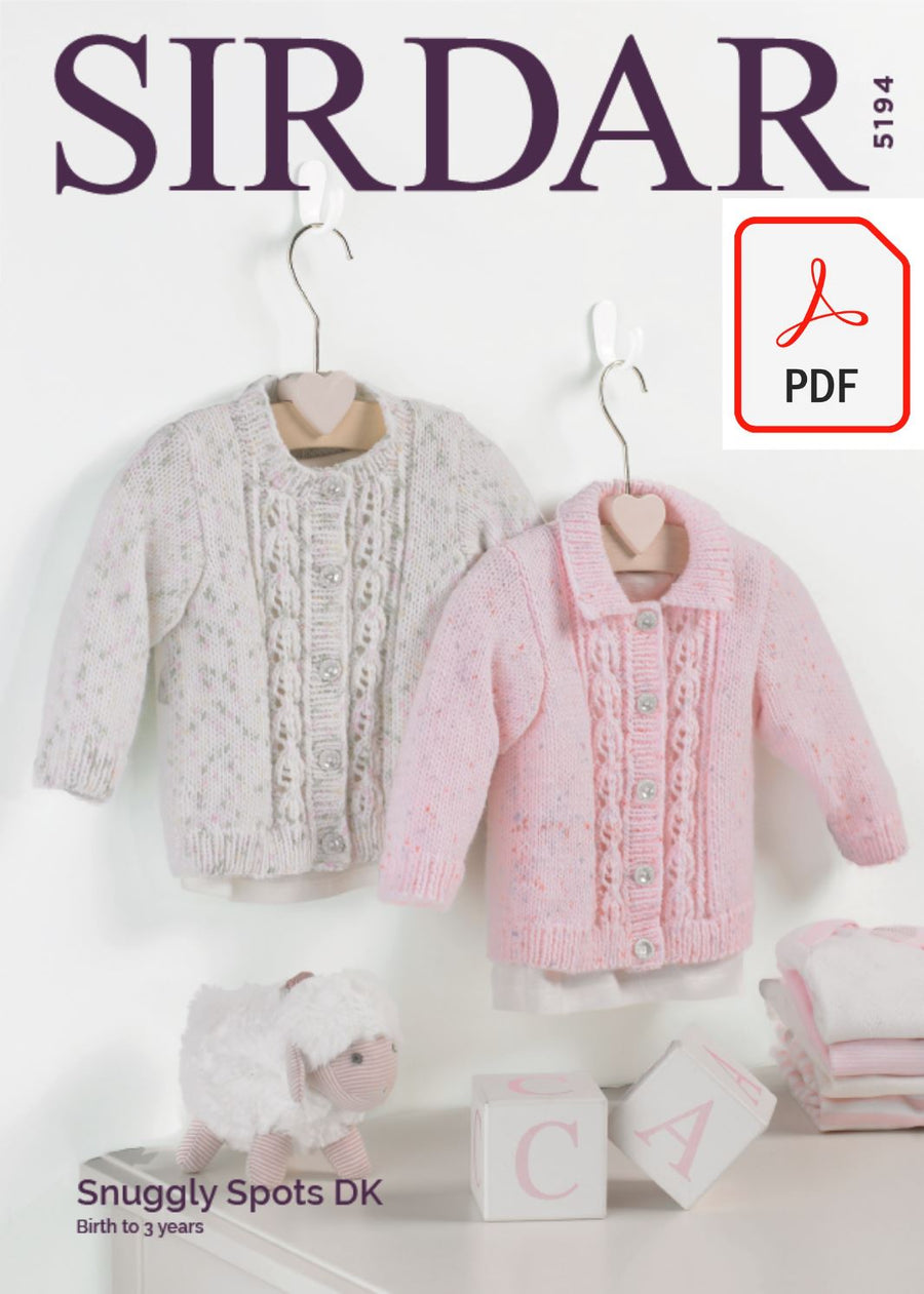 Sirdar 5194 Baby & Girl's Cardigans in Snuggly Spots DK (PDF) Knit in a Box 