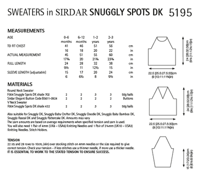 Sirdar 5195 Baby Sweaters in Snuggly Spots DK (PDF) Knit in a Box