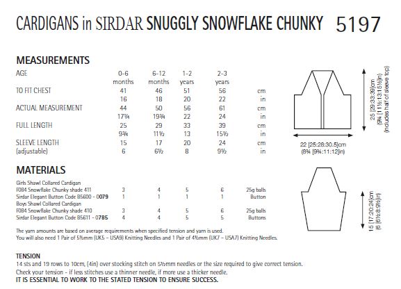 Sirdar 5197 Baby's Cardigans in Sirdar Snuggly Snowflake Chunky (PDF) Knit in a Box