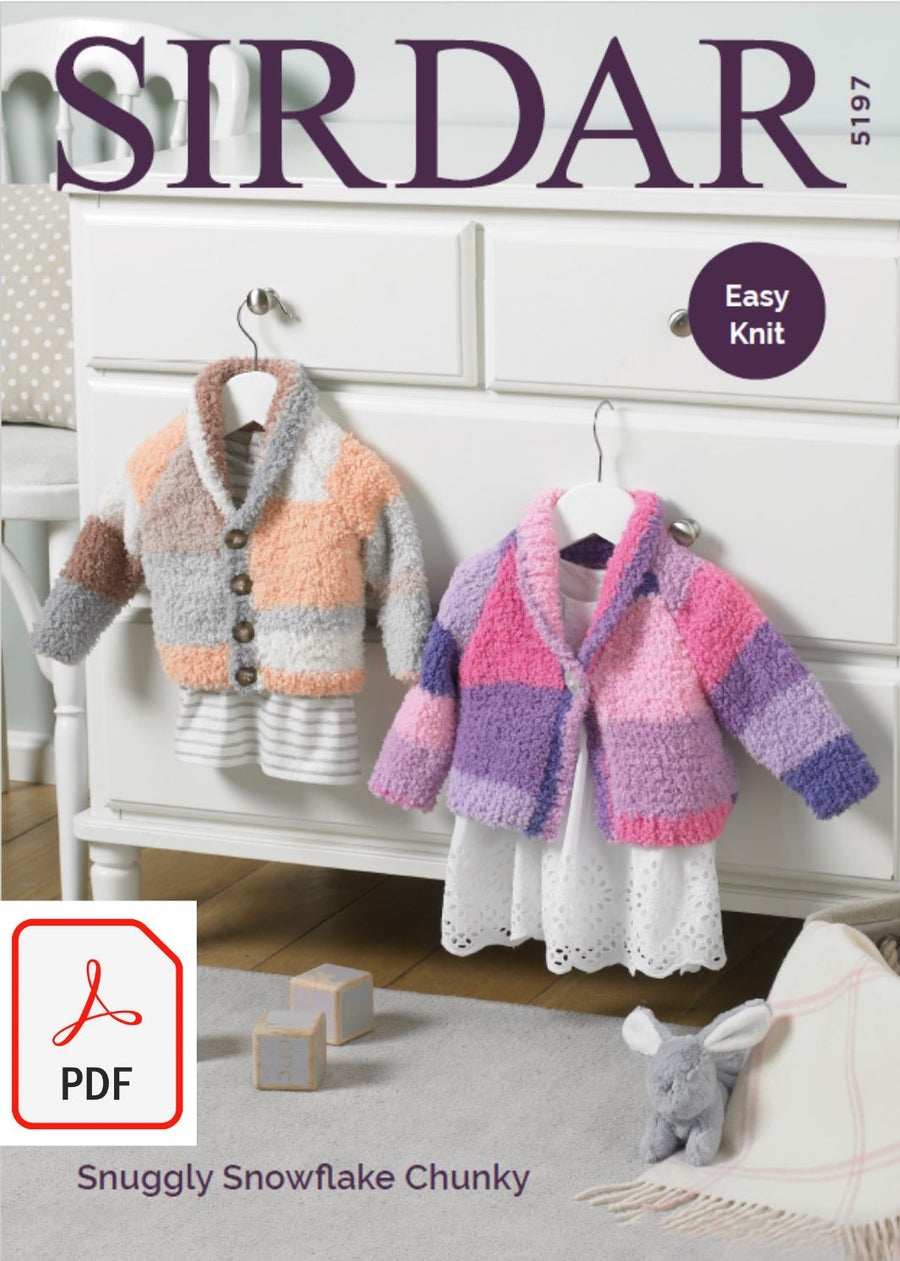 Sirdar 5197 Baby's Cardigans in Sirdar Snuggly Snowflake Chunky (PDF) Knit in a Box 