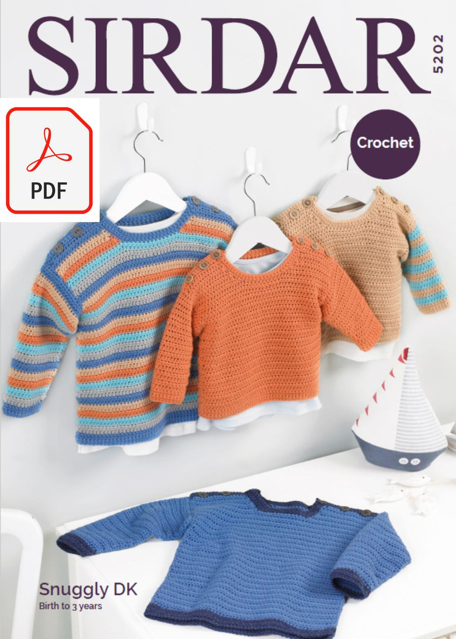 Sirdar 5202 Baby's Sweaters in Sirdar Snuggly DK (PDF) Knit in a Box 