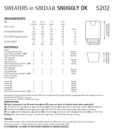 Sirdar 5202 Baby's Sweaters in Sirdar Snuggly DK (PDF) Knit in a Box