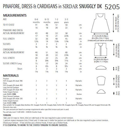 Sirdar 5205 Crochet Pinafore, Dress & Cardigans in Sirdar Snuggly DK (PDF) Knit in a Box