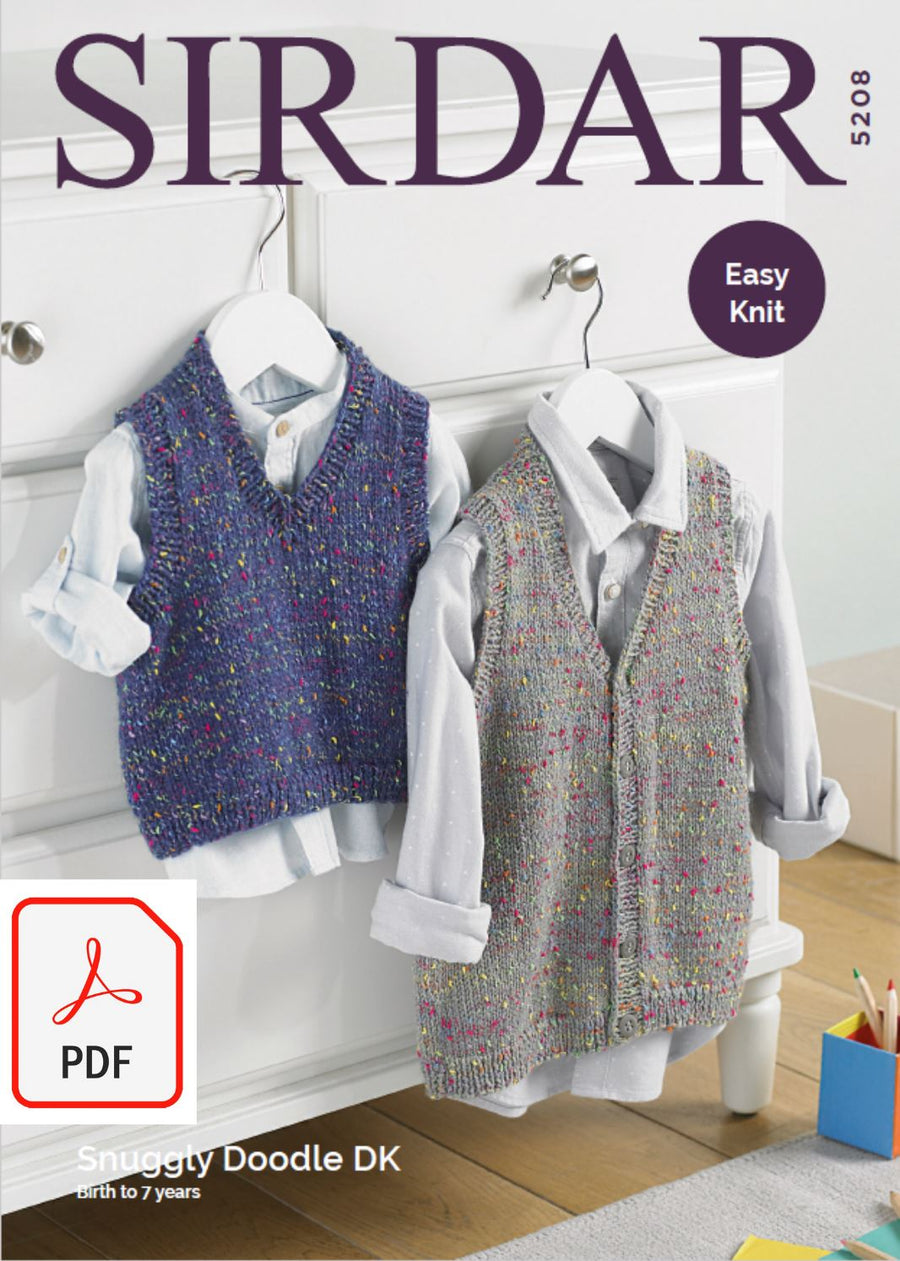 Sirdar 5208 Baby / Childrens Tank Top & Waistcoat in Snuggly Doodle DK (PDF) Knit in a Box 