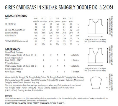 Sirdar 5209 Girl's Cardigans in Snuggly Doodle DK (PDF) Knit in a Box