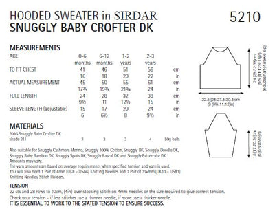 Sirdar 5210 Baby's Hooded Sweater in Sirdar Snuggly Baby Crofter DK (PDF) Knit in a Box