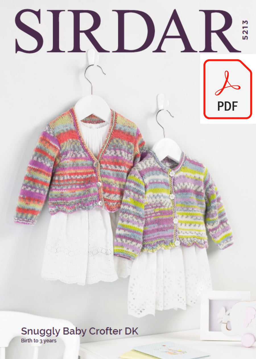 Sirdar 5213 Baby Girl's Cardigans in Sirdar Snuggly Baby Crofter DK (PDF) Knit in a Box 