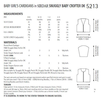 Sirdar 5213 Baby Girl's Cardigans in Sirdar Snuggly Baby Crofter DK (PDF) Knit in a Box