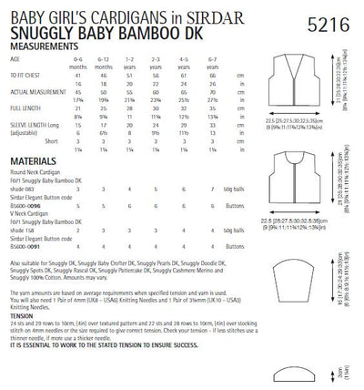 Sirdar 5216 Baby / Girl's Cardigan in Sirdar Snuggly Baby Bamboo DK (PDF) Knit in a Box