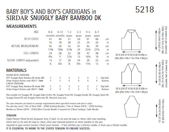 Sirdar 5218 Baby / Boy's Cardigans in Sirdar Snuggly Baby Bamboo DK (PDF) Knit in a Box