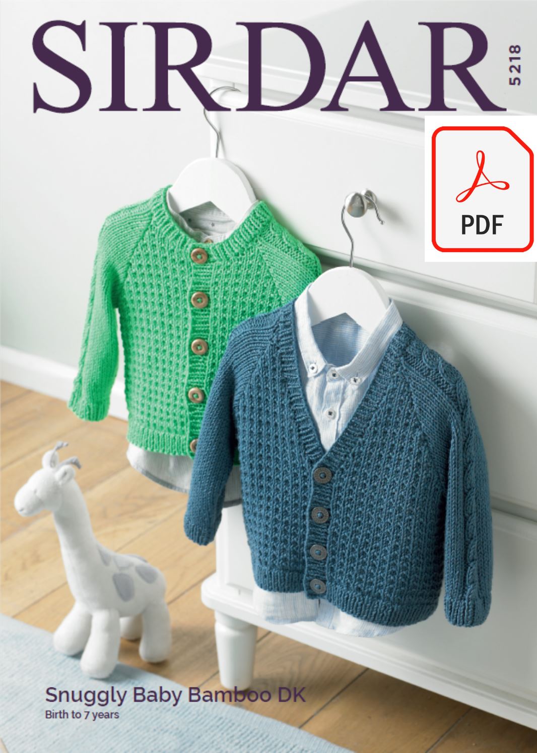 Sirdar 5218 Baby / Boy's Cardigans in Sirdar Snuggly Baby Bamboo DK (PDF) Knit in a Box