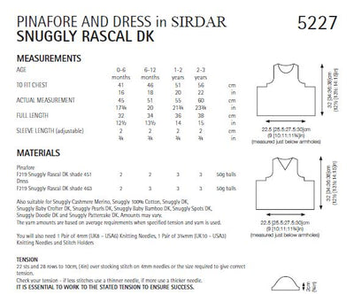 Sirdar 5227 Pinafore & Dress in Snuggly Rascal DK (PDF) Knit in a Box