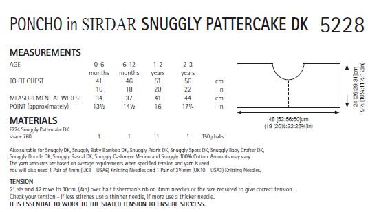Sirdar 5228 Baby's Poncho in Sirdar Snuggly Pattercake DK (PDF) Knit in a Box