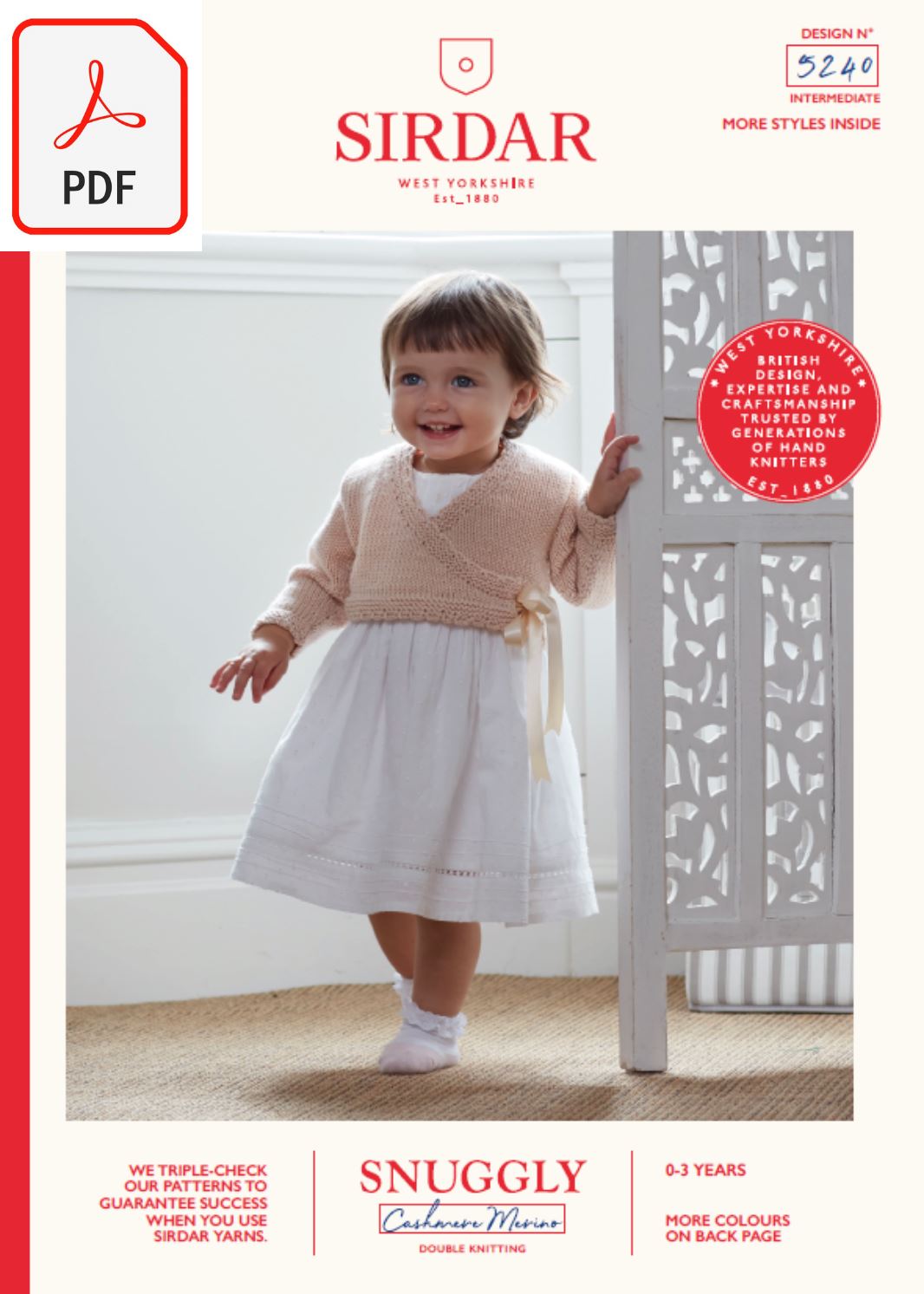 Sirdar 5240 Baby's Ballerina Cardigans in Snuggly Cashmere Merino DK (PDF) Knit in a Box