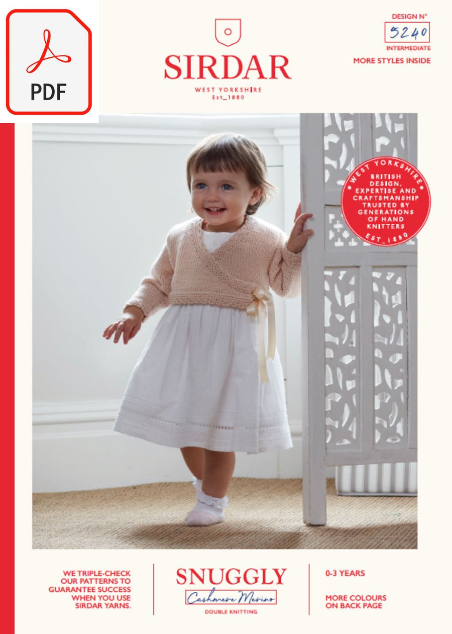 Sirdar 5240 Baby's Ballerina Cardigans in Snuggly Cashmere Merino DK (PDF) Knit in a Box 