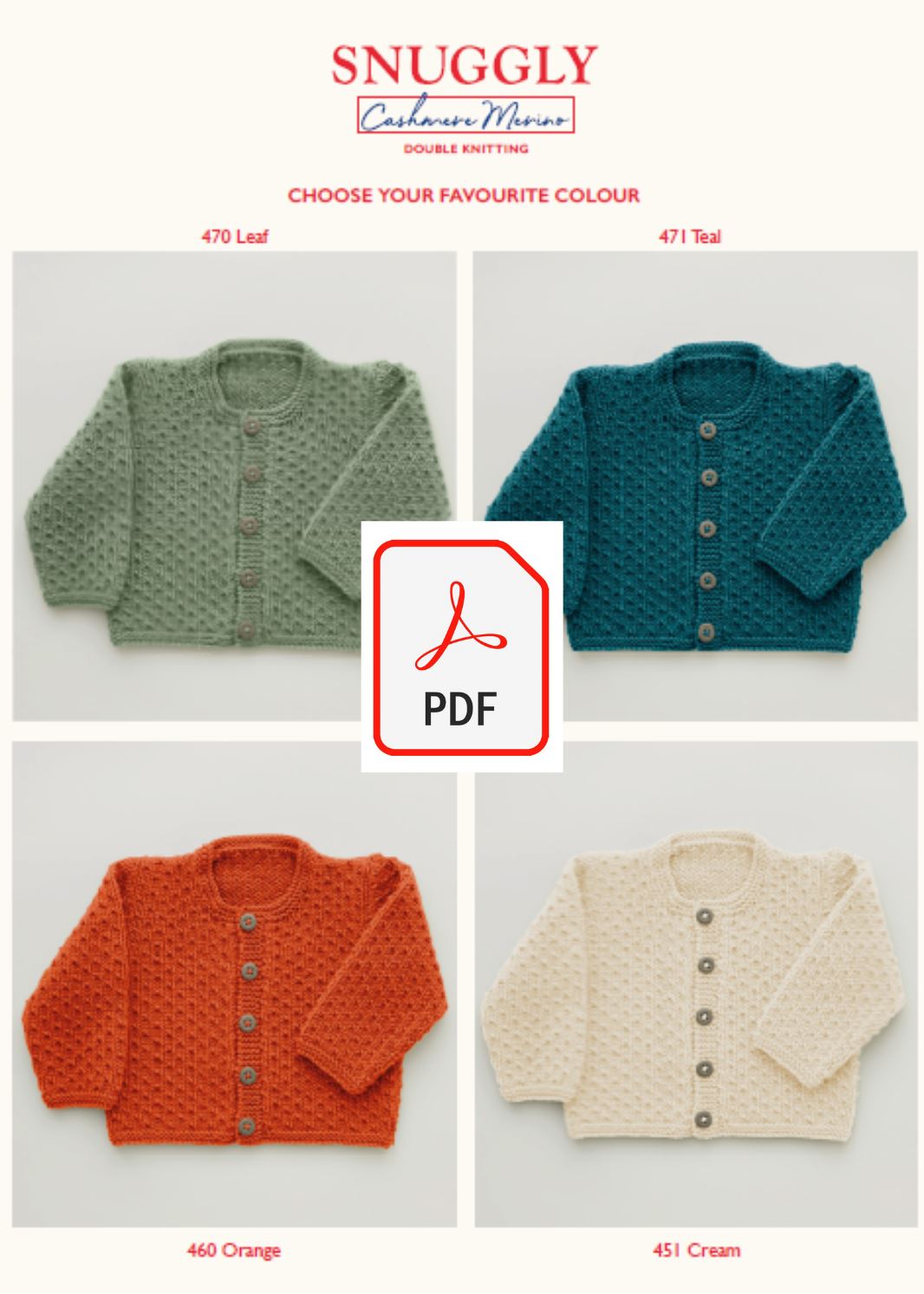 Sirdar 5241 Baby's Cardigan in Snuggly Cashmere Merino DK (PDF) Knit in a Box