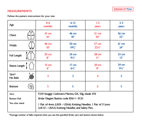 Sirdar 5241 Baby's Cardigan in Snuggly Cashmere Merino DK (PDF) Knit in a Box