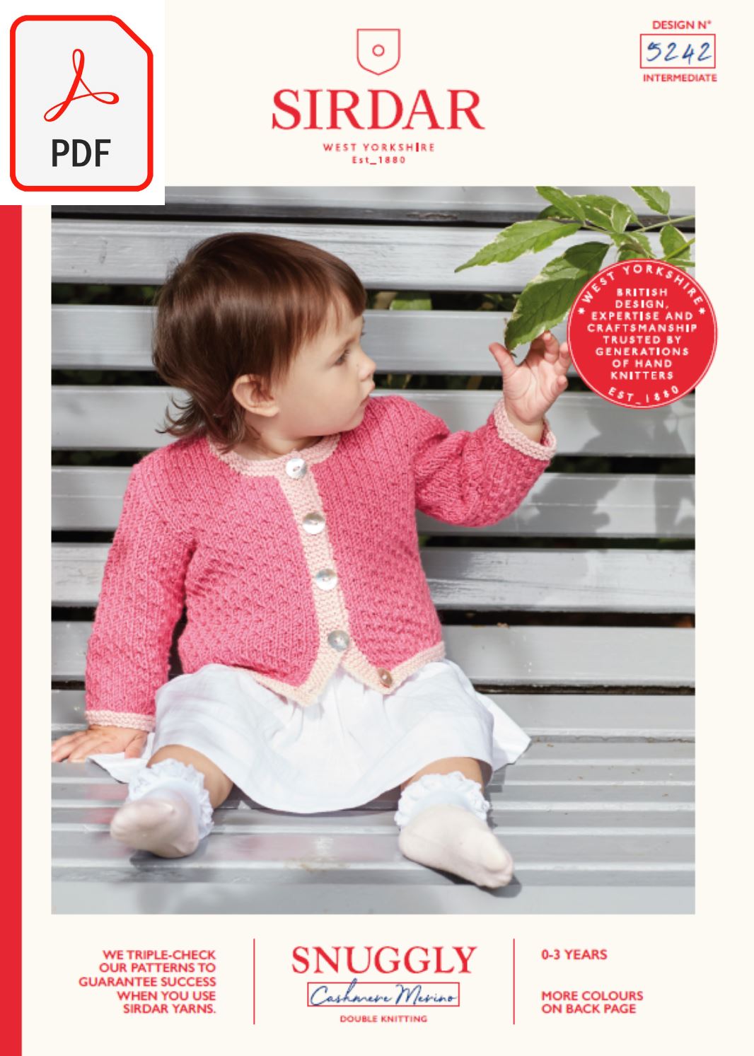 Sirdar 5242 Baby's Cardigan in Snuggly Cashmere Merino DK (PDF) Knit in a Box