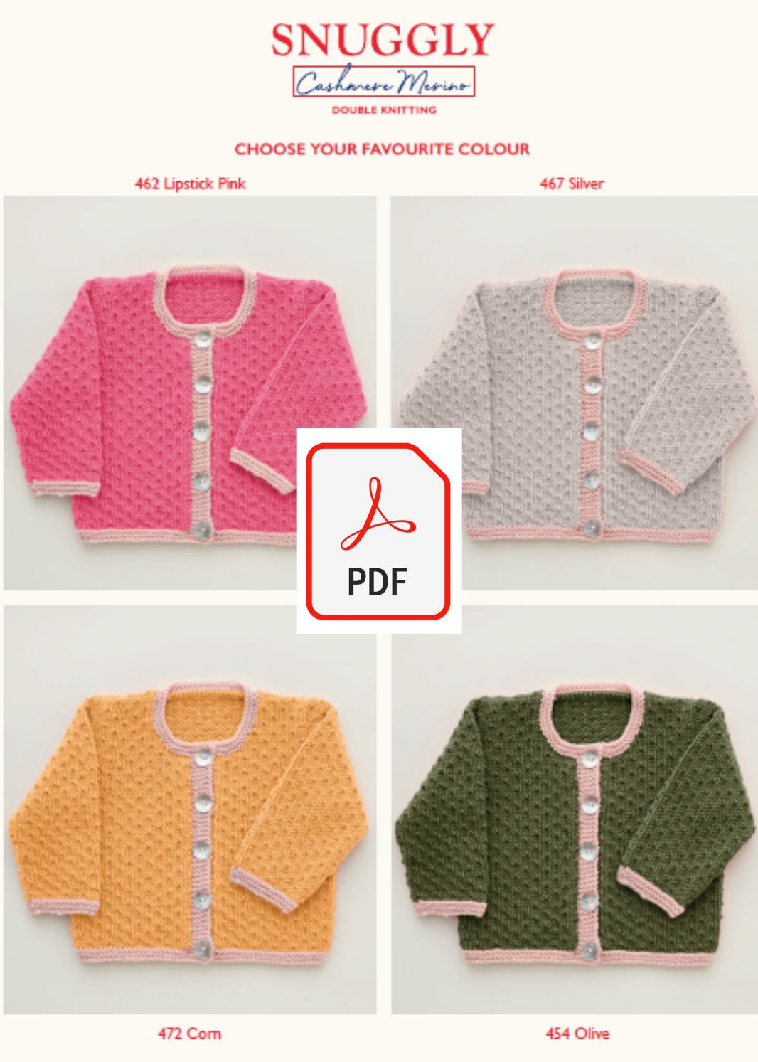 Sirdar 5242 Baby's Cardigan in Snuggly Cashmere Merino DK (PDF) Knit in a Box