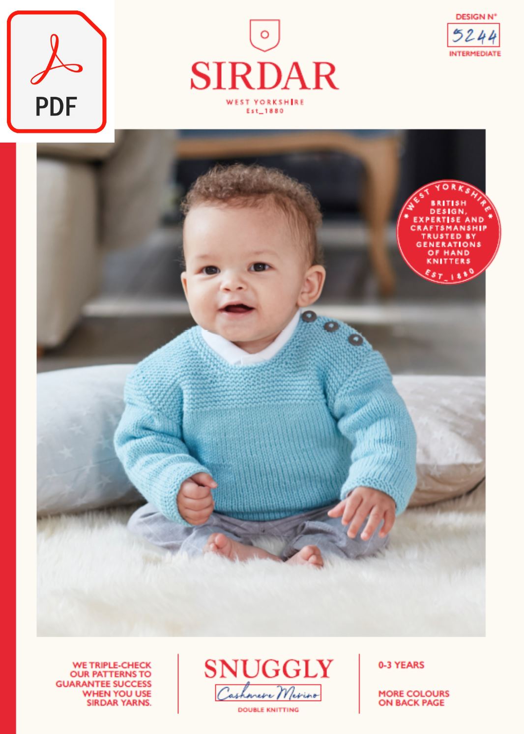 Sirdar 5244 Baby's Sweater in Snuggly Cashmere Merino DK (PDF) Knit in a Box