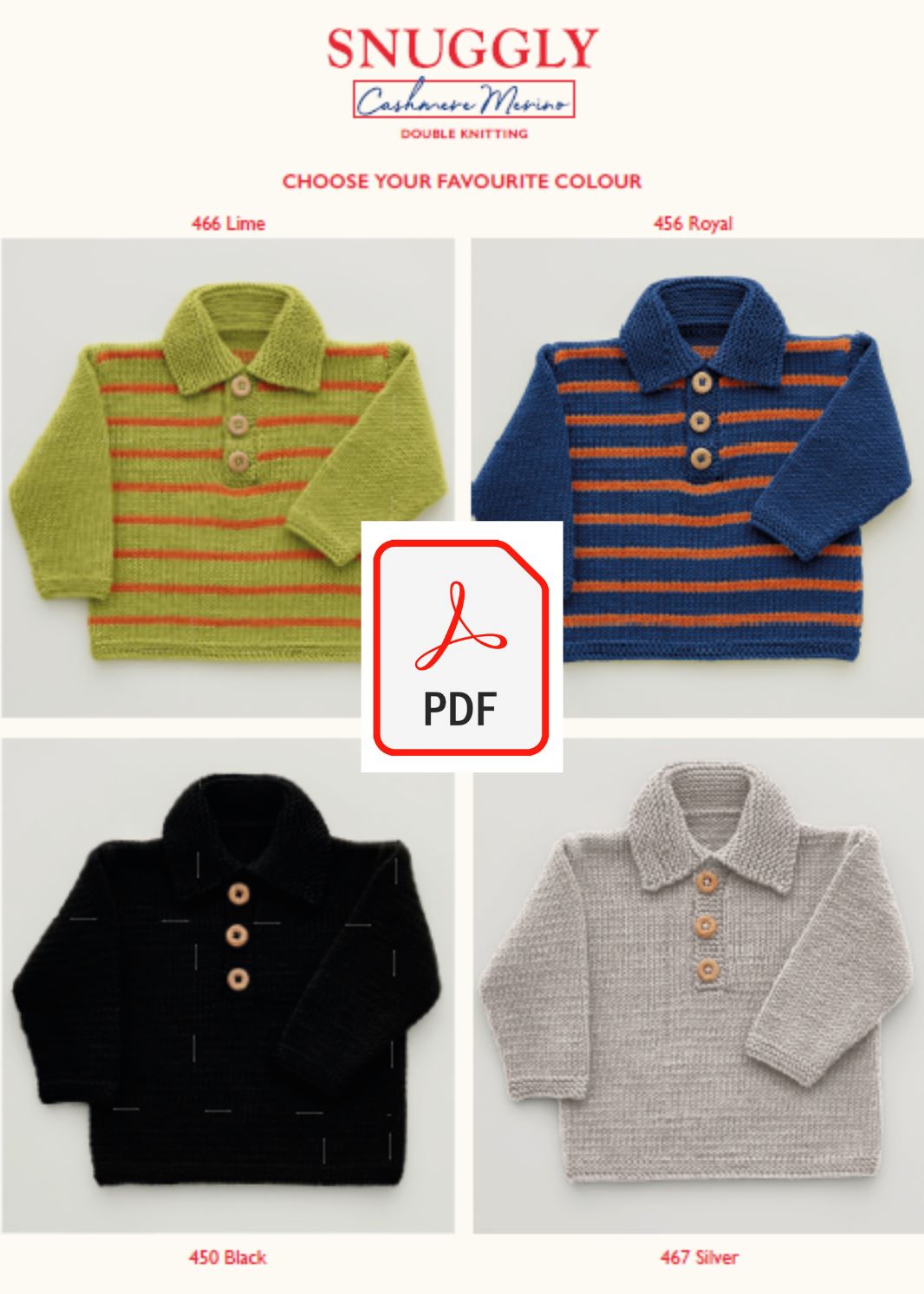 Sirdar 5245 Baby's Polo Sweater in Snuggly Cashmere Merino DK (PDF) Knit in a Box