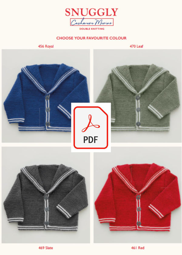 Sirdar 5247 Baby's Sailor Cardigan in Snuggly Cashmere Merino DK