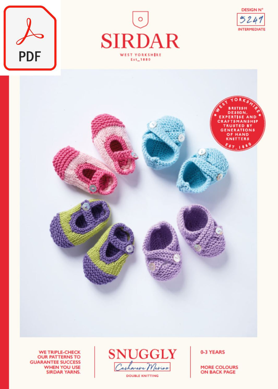 Sirdar 5249 Baby's Shoes in Snuggly Cashmere Merino DK (PDF) Knit in a Box 