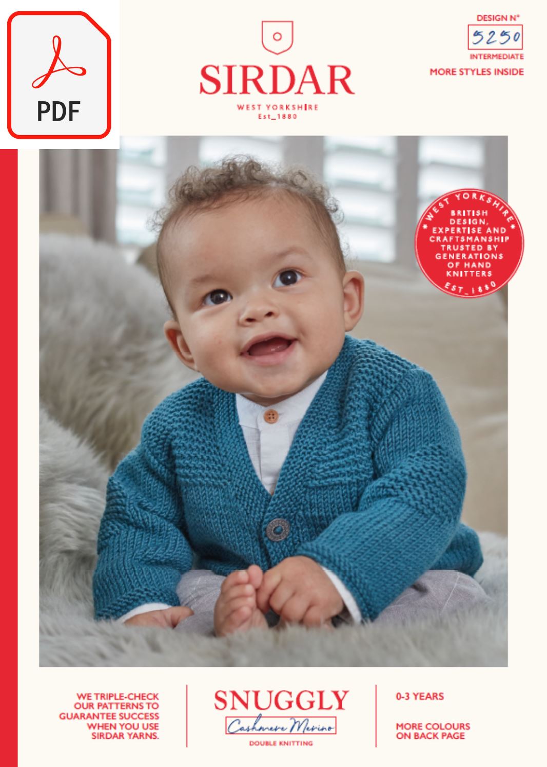 Sirdar 5250 Baby's Cardigans in Snuggly Cashmere Merino DK (PDF) Knit in a Box