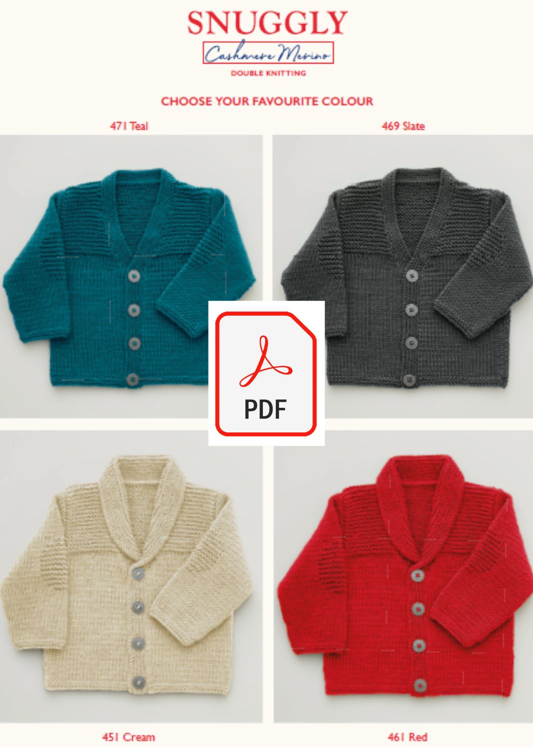 Sirdar 5250 Baby's Cardigans in Snuggly Cashmere Merino DK (PDF) Knit in a Box