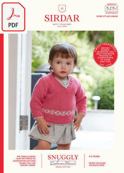 Sirdar 5251 Baby's Sweater & Tank Top in Snuggly Cashmere Merino DK (PDF) Knit in a Box
