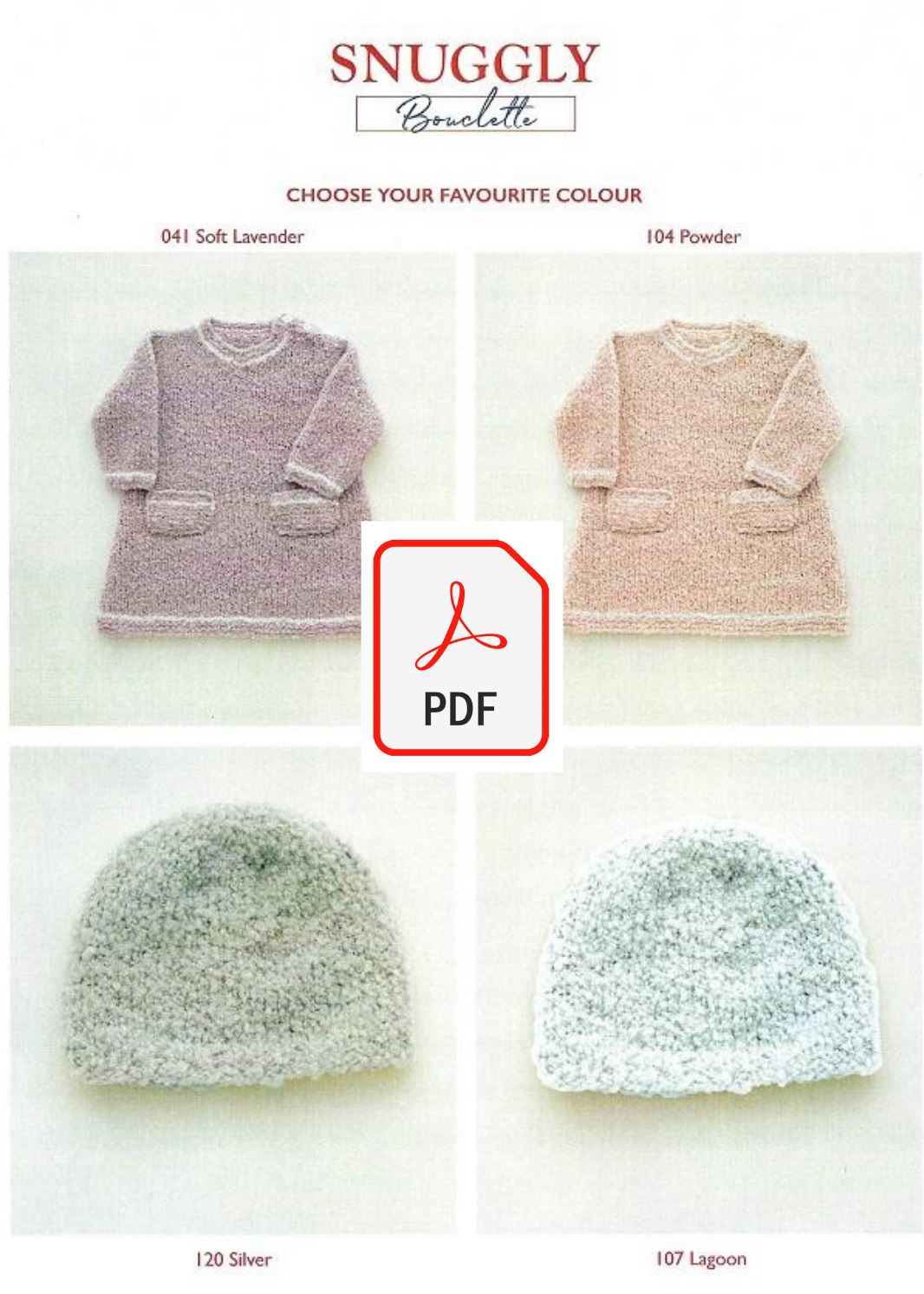 Sirdar 5255 Baby Girl's Dress & Hat in Snuggly Bouclette (PDF) Knit in a Box