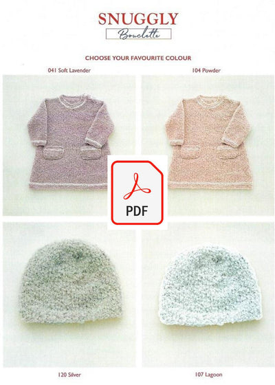Sirdar 5255 Baby Girl's Dress & Hat in Snuggly Bouclette (PDF) Knit in a Box