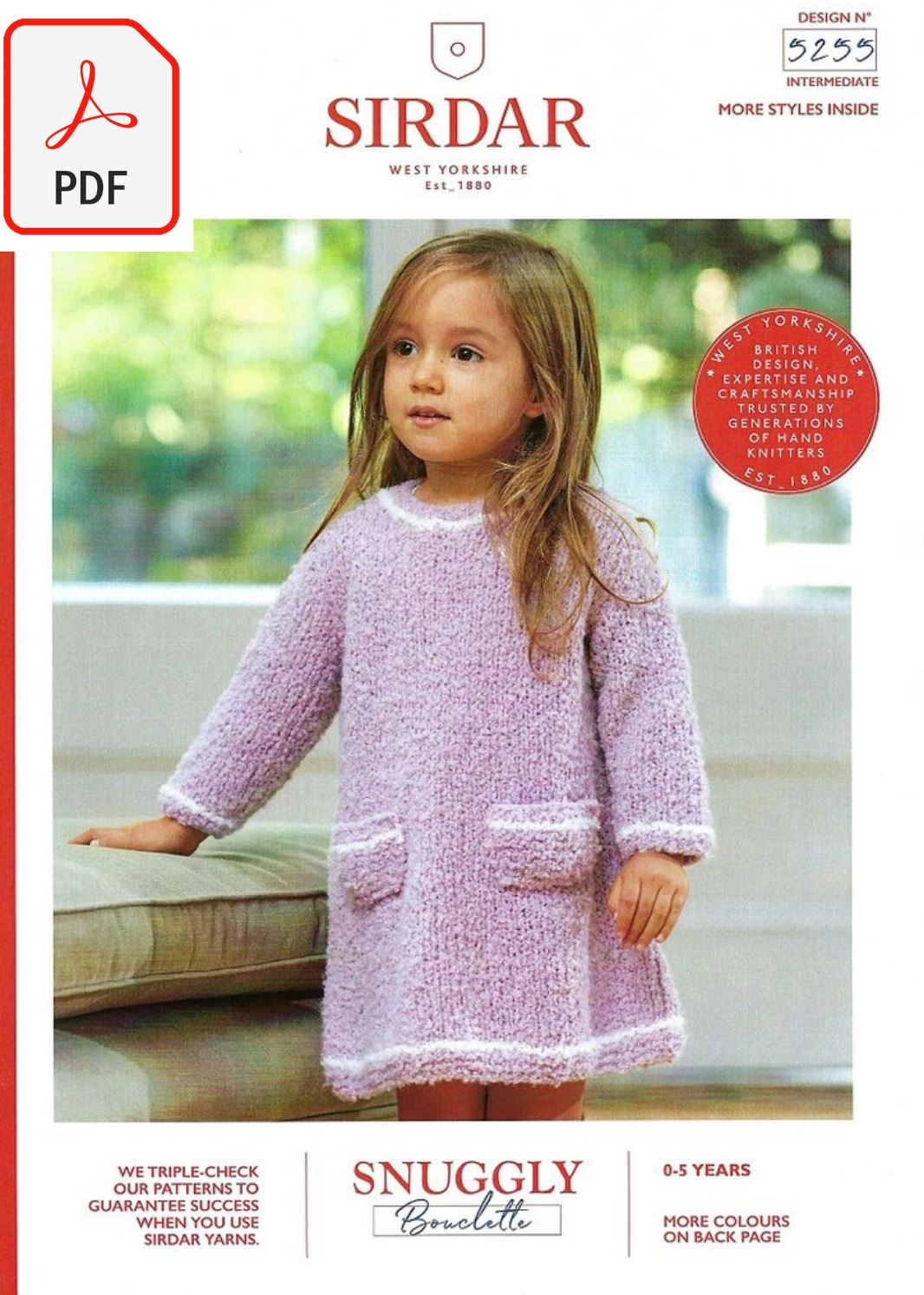 Sirdar 5255 Baby Girl's Dress & Hat in Snuggly Bouclette (PDF) Knit in a Box