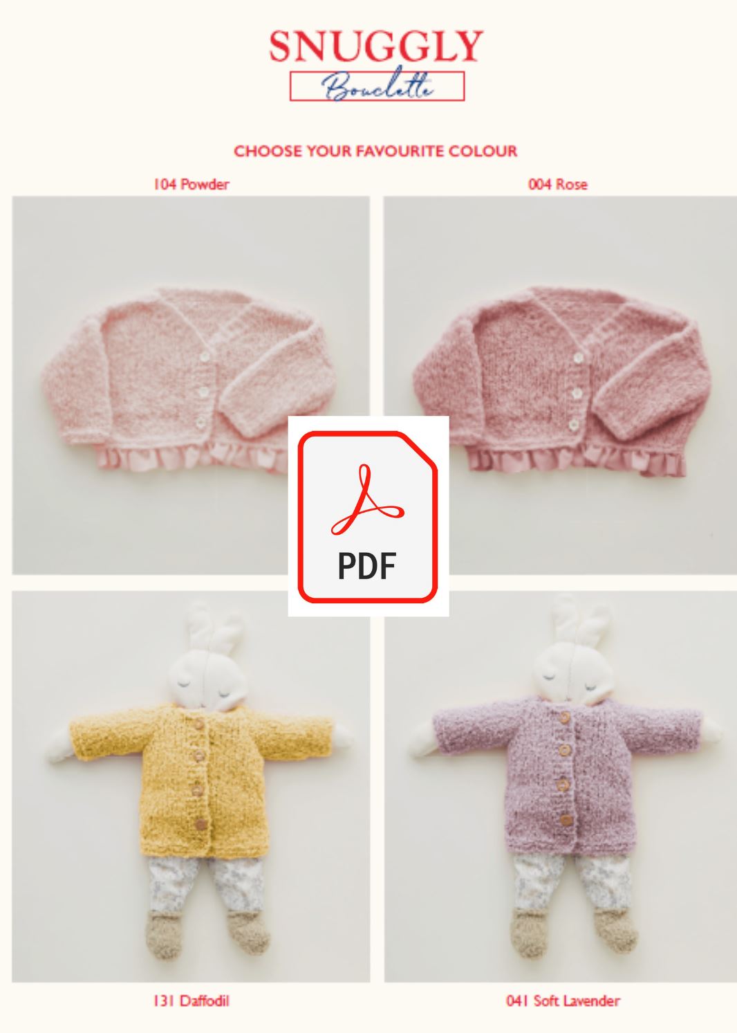 Sirdar 5257 Baby's V Neck Cardigan & Doll Cardigan in Snuggly Bouclette (PDF) Knit in a Box