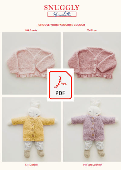 Sirdar 5257 Baby's V Neck Cardigan & Doll Cardigan in Snuggly Bouclette (PDF) Knit in a Box