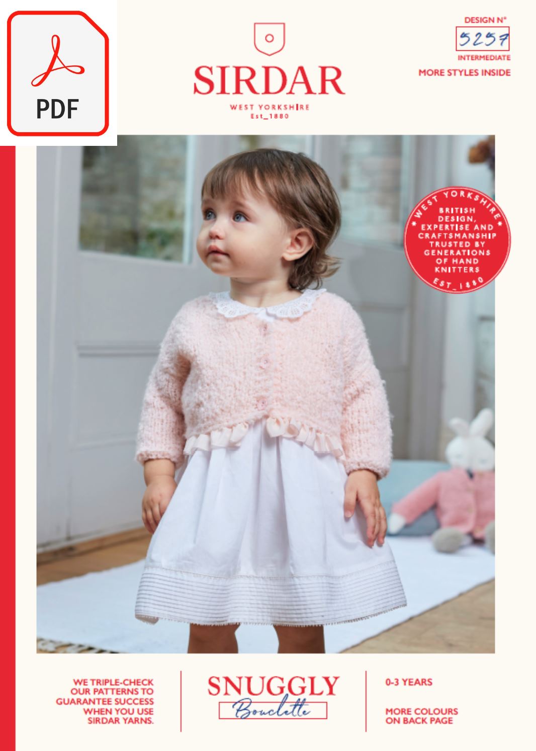 Sirdar 5257 Baby's V Neck Cardigan & Doll Cardigan in Snuggly Bouclette (PDF) Knit in a Box